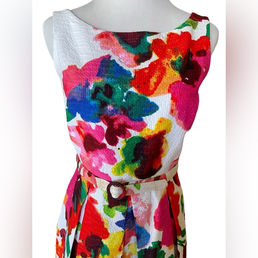 Eliza J Floral Fit And Flare Belted Dress - Picture 9 of 10